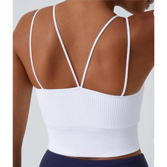 HALARA Tops - Halara Seamless Flow Ribbed Spaghetti Strap Cropped Sports Top Bra Sz XS Womens